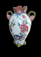 28 cm high double-eared flower pattern majolica vase