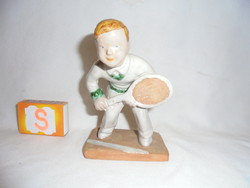 Tennis boy - izsépy /?/ Ceramic sculpture, nipp, figure - numbered, unmarked
