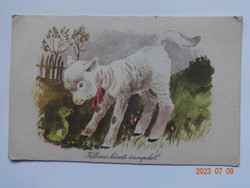 Old graphic Easter greeting card - drawing by Károly Reich