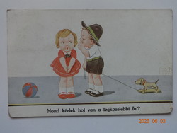 Vintage humorous graphic greeting card - tell me, please, where is the nearest tree?