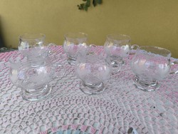 Bólés set, polished, etched, with 6 glasses with thick bases for sale!