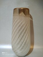 Buborékos vastag falú cseh üveg váza gyűjteményi darab Sklárna Skrdlovice