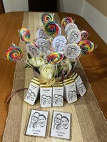 Cartoon wedding favors, chocolate, magnet, lollipop, gingerbread