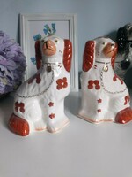 Price drop - pair, antique English ceramic Staffordshire dog pair, 21 cm high.