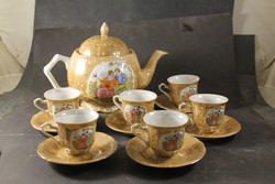 Barokk jelenetes porcelán kávéskészlet 317