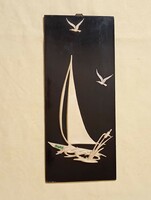 Balaton memorial sailing Siofok wall picture 26x11cm on fiberboard base