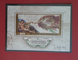 1975. Festmények - Michelangelo- blokk, filázott, kat ért. 500 (b/1/1)