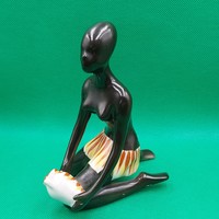 Rare collectible retro African woman with jug in cmielów style