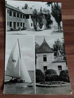 Régi fotó képeslap,Balaton, Balatonlelle, nyaraló, vitorlások, 1961