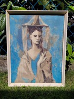 Old Pablo Picasso picture print, marked on the back with gradus blatter label, framed.