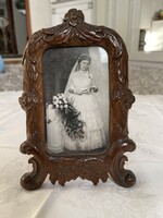 Antique beautifully carved wooden table picture frame.