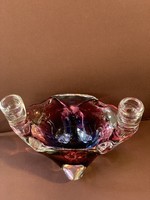 Czech glass candle holder in good condition, center of the table