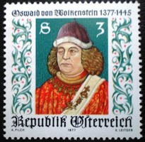 A1541 /  Ausztria 1977 Oswald von Wolkenstein bélyeg postatiszta