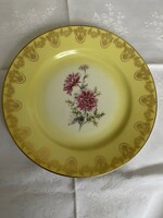 Beautiful Czechoslovak special gilded decorative plate on a yellow background