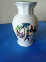 Zsolnay porcelain vase with a village scene