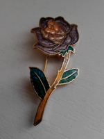 Gold-plated rose brooch pin in beautiful color fire enamel with enamel inlay with secure switch