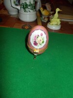Porcelain wooden egg in jewelry box (not antique)
