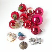 Retro and old, glass and metal Christmas tree decoration package, 14 pieces in one