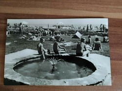 Old photo postcard, Balaton, Balatonalmád beach, from 1967