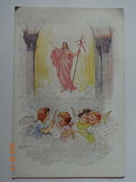 Régi grafikus karácsonyi üdvözlő képeslap - postatiszta (a Szalézi Művek kiadása)