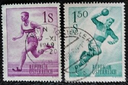A1069-70p / Austria 1959 sport i. Line of stamps sealed