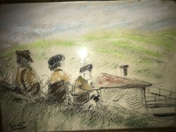 Boy Scouts. Antique painting, marked, framed. (Gadda?)