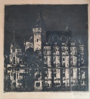 Year of Scultéty: Vojdahunyadvár. Original framed etching.