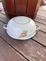 Rare Bonyhád field flower 16 cm and poppy enamel bowl with poppy flower antique