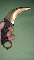 Black handle copper sharp karambit knife - military, with case and hanging cord 20 cm with 10 cm blade