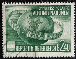 A1022p / Austria 1955 10 years UN stamp sealed