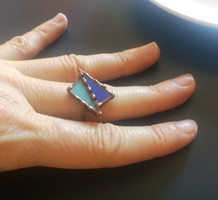 Bluish blues glass jewelery ring