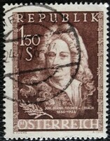 A1028p / austria 1956 fischer von erlach architect stamp sealed
