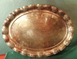 Silver-plated alpacca tray/ with engraved branding/ 0.7 Kg 43x31 cm /oval mouth/.