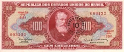 100 cruzeiros fb 10 centavos 1966-67 Brazilia UNC