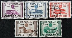 A1012-6p / austria 1955 10th anniversary of the restoration of independence stamp set stamped
