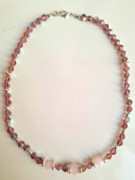 Special polished iridescent glass purple/pink necklace