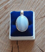 A wonderful silver pendant with a chalcedony stone