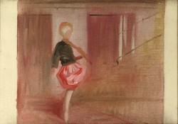 1R415 XX. századi festő : Piros szoknyás balerina 1964