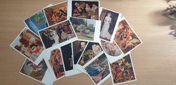 Orosz, 16 db világhirű festményt ábrázoló, postatiszta képeslap csomag