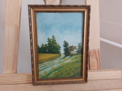 (K) landscape painting with cottage cheese 18x25 cm frame