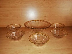 Antique glass serving set with yellow edge