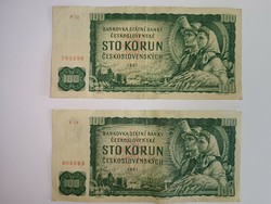 100 Czechoslovak crowns 1961