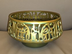 Zsolnay openwork decorative bowl istván kovács 1967 with shield
