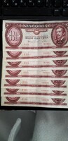 Old serial numbered 100 ft banknotes from 1980