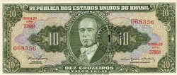 10 Cruzeiros fb 1 centavo 1966-67 Brazil unc
