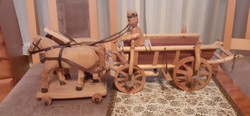 2 Horse-drawn carriage wood carving