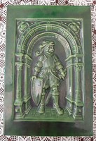 Ceramic wall picture depicting a knight marked piece 34 cm x 22.5 cm flawless piece