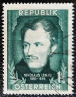A975p / austria 1952 nikolaus lenau poet stamp sealed