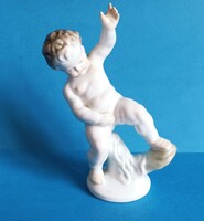 Herendi Pisilő Kisfiú Puttó Porcelán Figura