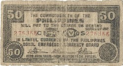 50 centavos 1942 Fülöp szigetek Bohol katonai 1.